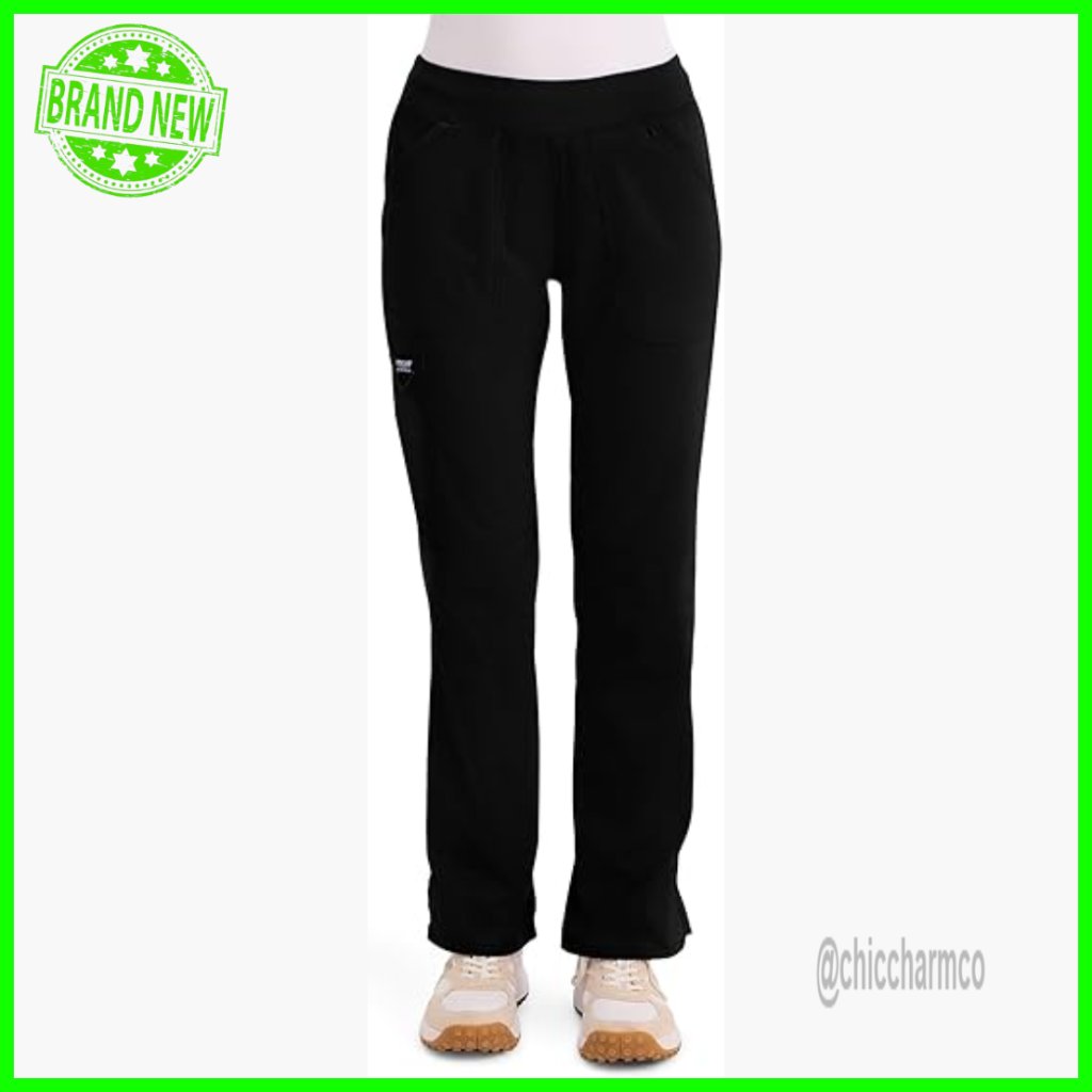 Women's Straight Leg Scrub Pants With 4 Pockets, 2-Way Stretch Fabric